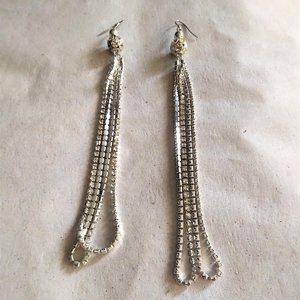 Rhinestone Ball Drop 4 Strand - 5" Earrings